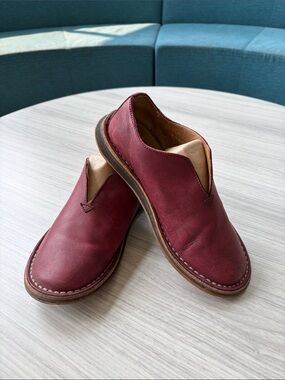 Camper Burgundy Leather Slip-On Flats